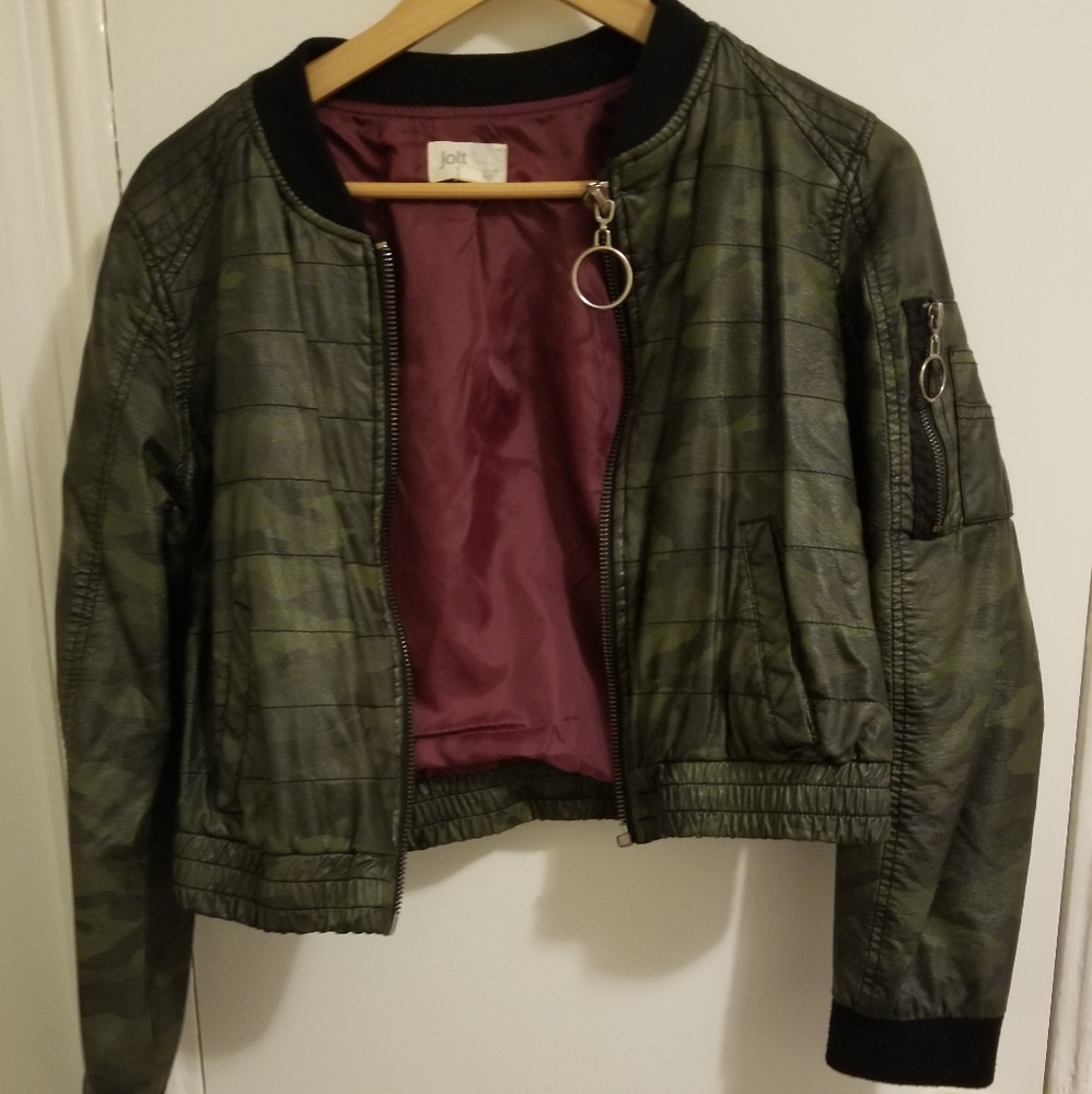Jolt army camo leather jacket